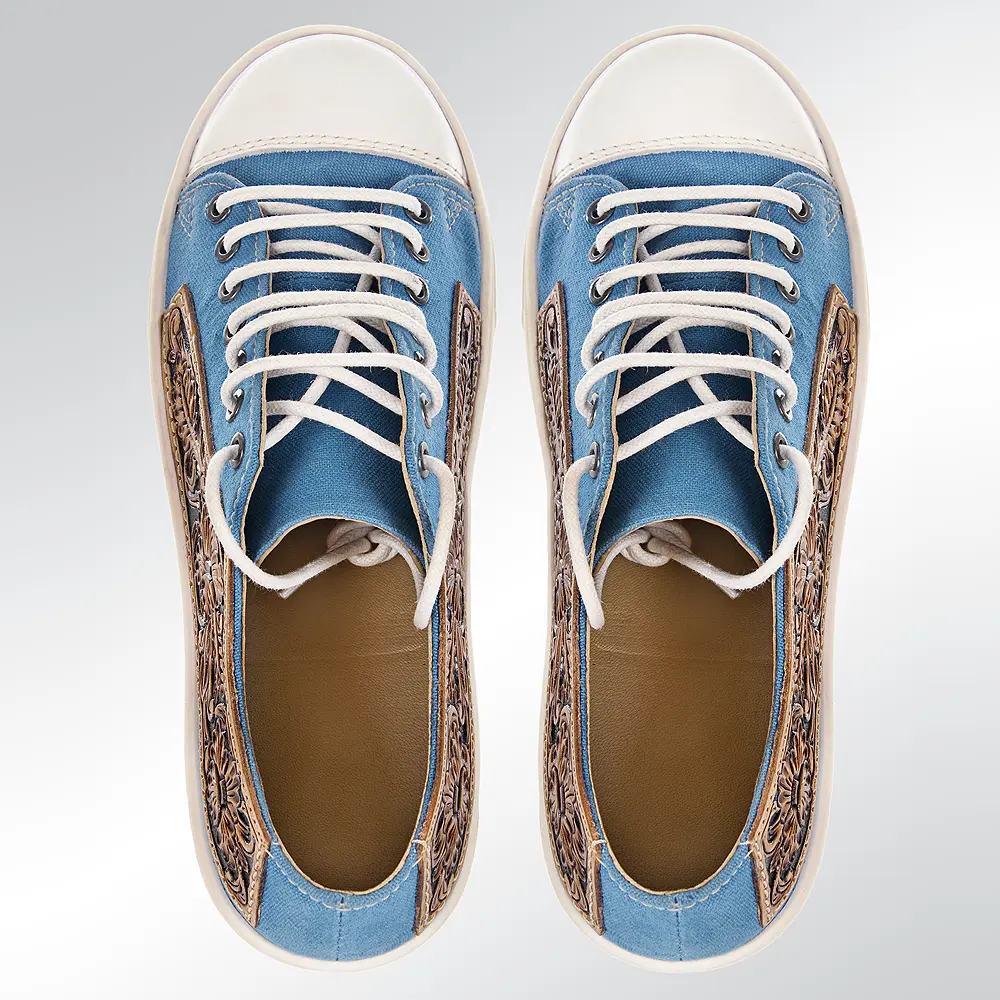 American Darling ADFT118 Hand tooled carved genuine leather trim lightweight shoe footwear slip on
