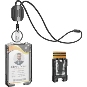 Retractable Lanyards for ID Badges Holder, Badge Reel with ID Card Holder, Breakaway Lanyard, Holds 5 Cards and 10 Cash, Bearing 4.0 oz, Black