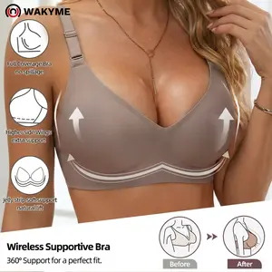 Women's Wireless Jelly Bra – Deep V, Medium Support, Three-Quarter Cup, Casual Fitted V-Shaped Underwear, All-Season