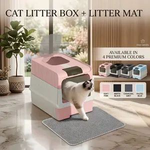 Covered Cat Litter Box with Drawer & Scoop, Enclosed Cat Toilet, Adjustable Design for Kitten to Adult, Odor Control, Anti-Splash Easy Clean for Indoor Cats
