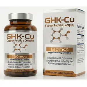 GHK-Cu Copper Peptide Complex Capsules 120mcg – Daily Dietary Supplement for Inner Radiance, Dermal Vitality, and Youthful Glow, Nourishes Hair Follicles for Healthy-Looking Strands (120 Capsules)