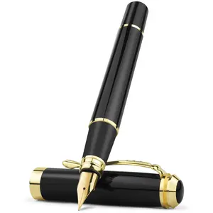 Stainless steel metal fountain pen, ultra-fine nib calligraphy signature pen, business office meeting signature pen, student exam special writing tool, non-slip pen grip, smooth and quick-drying ink pen