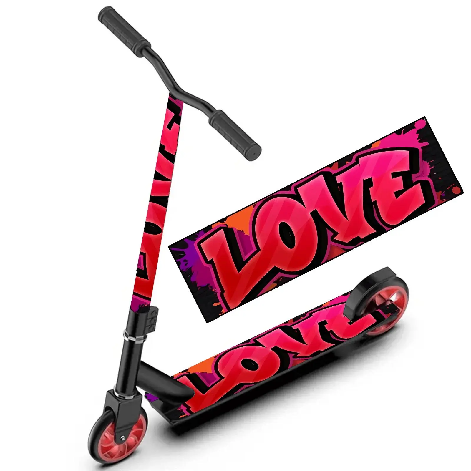 1 pc Graffiti LOVE Cool Scooter Sticker, Skateboard Sticker for Scooter, Scooter, Portable Folding Scooter, Heavy Duty Scooter,
