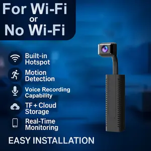 Full HD Wi-Fi camera, security camera, 2.4G camera, battery camera, extendable and flexible lens, supports up to 128G memory card storage, intelligent motion detection, cloud storage of videos, infrared night vision, easy installation