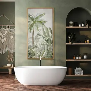 Canvas Large Wall Art Sage Green Tropical Palm Leaf Nature Artwork Prints Panoramic Minimalist Modern Farmhouse Decor for Home Office Dorm Studio Artistic Matte Cotton Ornaments Decoration Room Photo poster wall decor