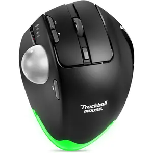 Trackball ,  Rollerball  with 4800 DPI/7 Programmable Buttons, Thumb Control Mice, Rechargeable Optical  for 3 Devices, for Windows, PC, Laptop, Tablet (Black)