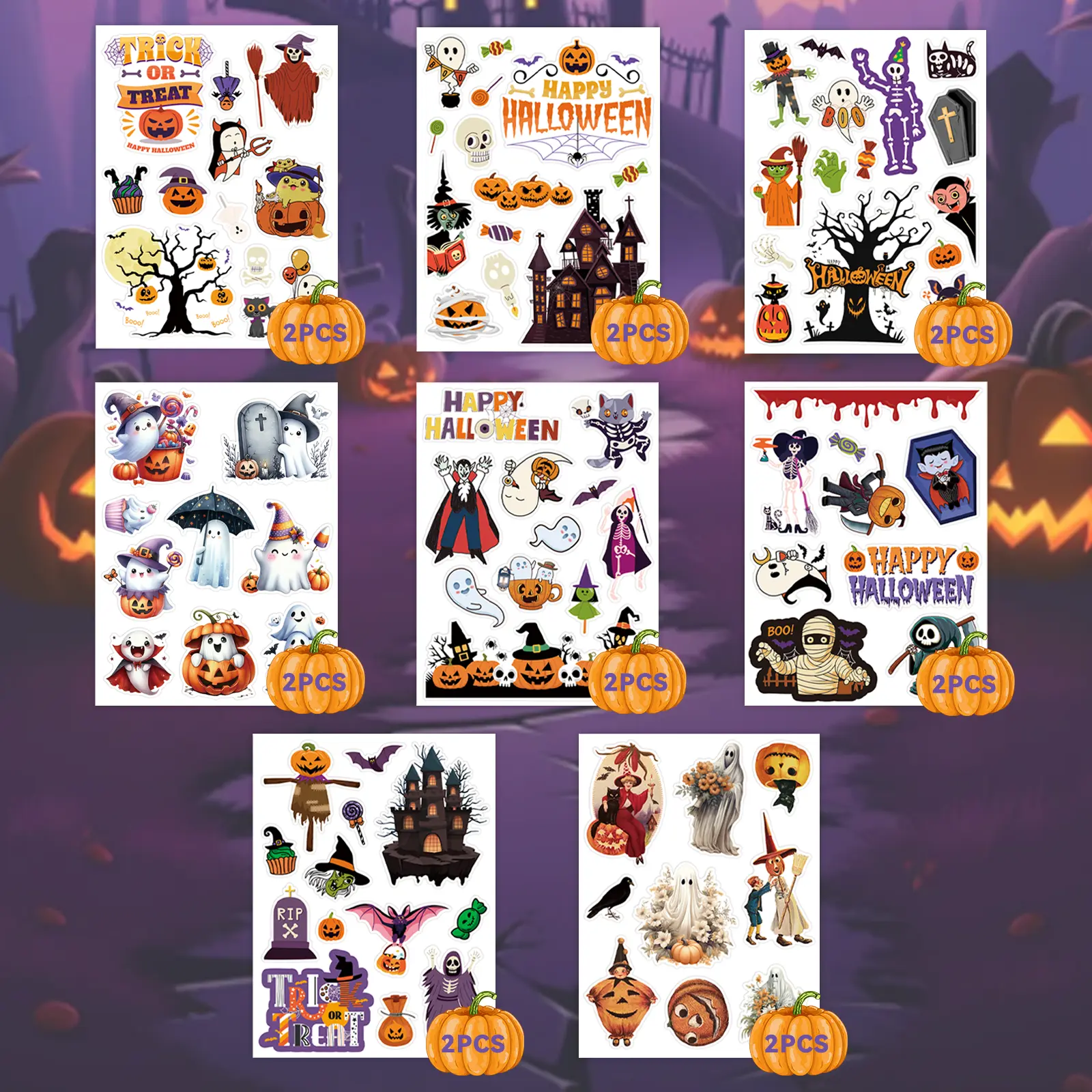 Halloween Pumpkin Home Decor & Party Bundle – Halloween Vinyl Stickers, Window Clings, Sticker Books & DIY Crafts for Scrapbooking, Kids Activities, Holiday Home Decor,TikTokShopJumpstartSale Decoration Homedecor