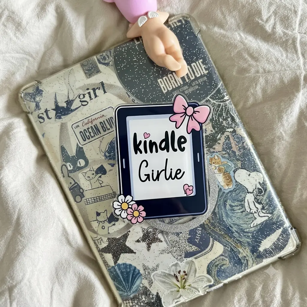 E-Reader Bookish Phone Grip Stand, Acrylic Phone Holder With Pink Bow and Flowers, Cute Literary Gift for Women, Teens, Teachers and Book Lovers
