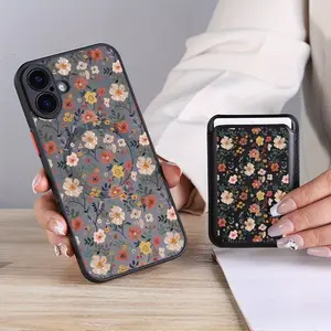 Romantic Floral Magnetic Skin Feel Card Holder Phone Case Cover for iPhone Protective, Durable Protection, Ideal Gift for Men and Women, Perfect for Holidays, Accessories