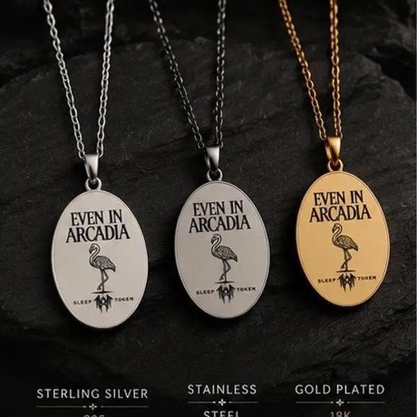 Even In Arcadia Pendant Necklace Sleep Token Inspired Necklace Flamingo Pendant Fan Inspired Jewelry Necklace
