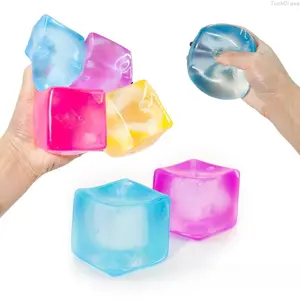 Ice Cube Stress Ball,Small Cube Fidget Toys,Squishy Cube for Anxiety Relief Stress Reliever,Stress Relief Toys for Adults Kids Children Teens