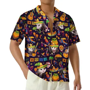 Funny Mexican Fiesta Opossum Sombreros Hawaiian Shirt, Screaming Possum Button Up Shirt, Mexican Down to Fiesta Gift Shirt for Men Women Youth, Retro Hawaiian Shirt, Summer Beach Shirt