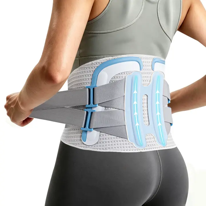 COFCARE Back Support Belt, Ergonomic Compression Brace in 4D Breathable Knit with Reverse-C Curved Plate and 4 Stays for Fatigue Relief, Stainless Steel, Lower Back Pain Relief, Unisex, Pulley System