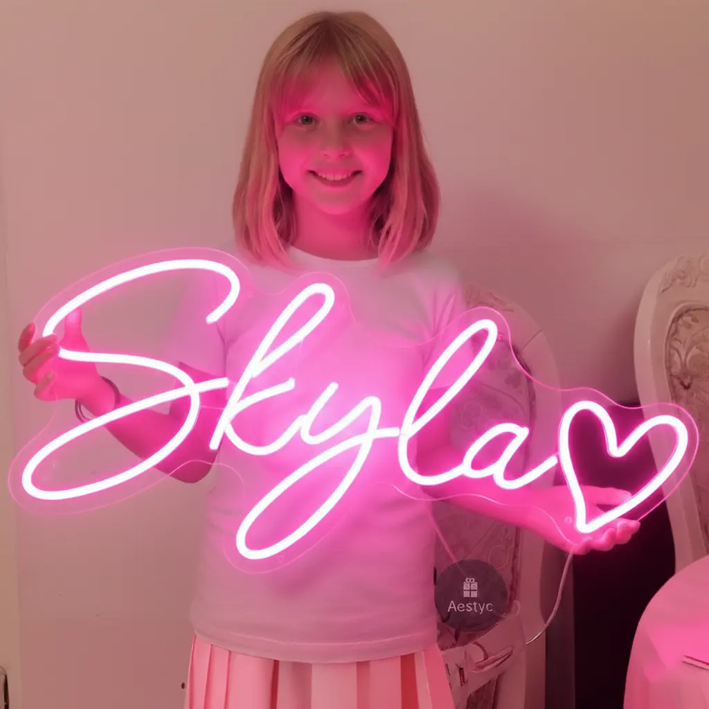 Custom Neon Signs Name Sign Customized Gifts for Girls Personalized LED Lights Bedroom Decor Game Room Wall Decor Boys Room Accessories Aesthetics Customizable LED Neon Signs for Birthday Business Logo Bar Office Living Room