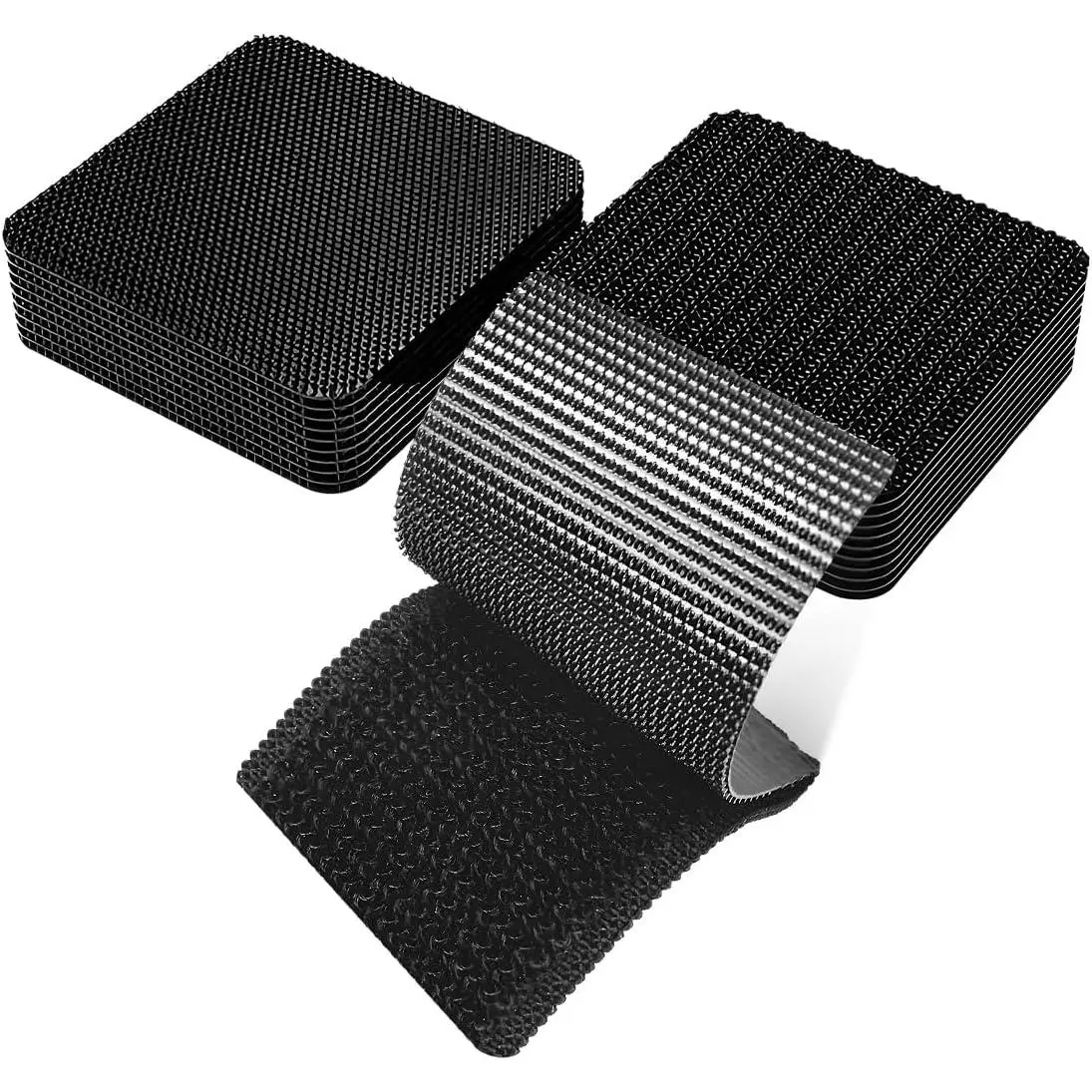 10 count Hook and Loop Strips with Adhesive, 2"x2"  Mats Self-Adhesive Tape Strip, Multi-Purpose Non-Slip Double Sided Snap Fastening Tape, Fixing Tape for Sofa Carpet