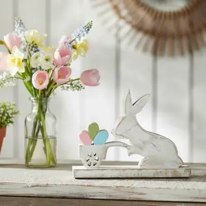 Bunny Hop Wooden Bunny w/ Cart Of Eggs