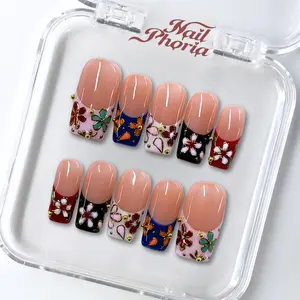NailPhoria PAINTED EMPRESS - Handmade Press-On Nails | Reusable, Salon-Quality, Long-Lasting, Glossy Design