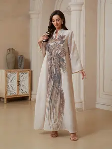 Middle Eastern New Arrival Eid Abaya, Gradient Sequin, Luxe Style, Loose Fit, Long Sleeve, All Seasons, Elegant A-Type Dress