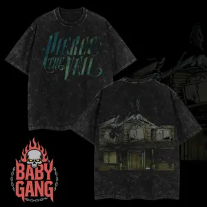 [Baby Gang] Collide with the Sky I Can't Hear Your Voice Tour 2025 Pierce The Veil Heavy Metal Washed Shirt Unisex Oversize Rock Band Cotton Gift For Rock Music Lovers Vintage 90s Graphic Tees Graphic Streetwear