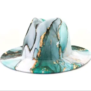 Green Ombre Fedora Hat - Adjustable Drawstrings, Versatile Accessory for Everyday Fashion, Perfect for Dressing Up or Down (58 CM)