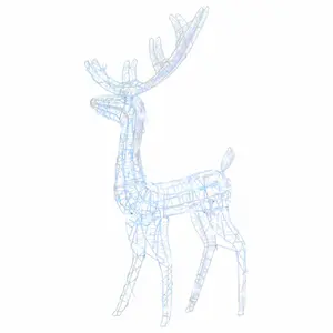 vidaXL Reindeer Christmas Decoration, Pre-Lit Christmas Lighting with 140 LEDs, Xmas Decoration for Indoor Outdoor, Holiday Ornament, Cold White 329782