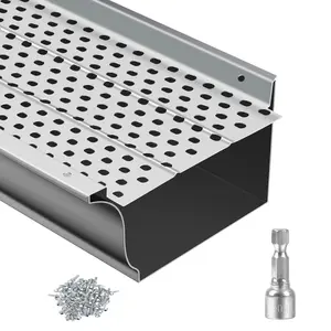 GARVEE Gutter Guards: Durable Aluminum Covers in 5" and 6" Sizes, Available in Multiple Lengths (26 to 208 ft), Easy DIY Installation, 0.157" Hole Diameter, Fits Any Roof or Gutter Type, Includes Scissors & Gloves