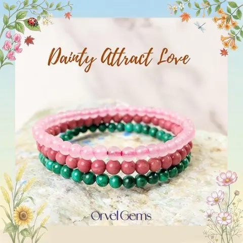 Graceful Love Attraction Crystal Bracelet Set – 4mm Rhodonite, Rose Quartz & Malachite Beads – Sustainable Jewelry for Women, Men, Kids & Girls – Timeless Love – Best Mother’s Day Gift