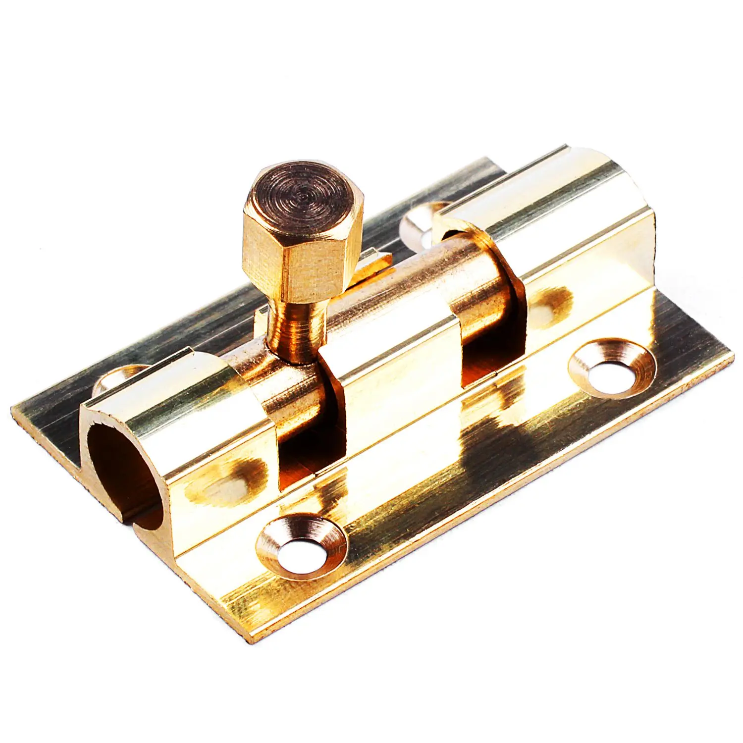 Sliding Barrel Bolt, 1.5-Inch Gold Brass Surface Mount Door Lock for Securing Cabinets, Gates, and Sheds, Door Locks, Hardware, Secure Doors