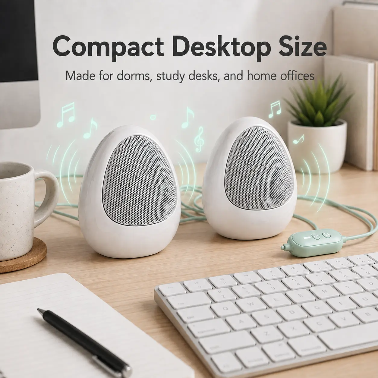 Compact Desktop Size Speakers for Dorms Study Desks and Home Offices Ideal for Music and Productivity