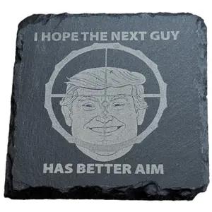 4" x 4" Custom Engraved Slate Coaster with Unique "I Hope the Next Guy Has Better Aim" Design