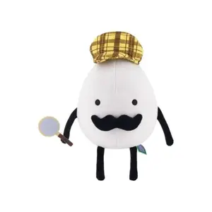 White 25cm Cartoon Detective Egg Plush Pillow Game Peripherals Doll Gift Fans Toys Soft Plush Pillow Toy for Kids