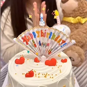 Creative Hand Fan Shaped Birthday Candle, 1 Count Surprise Opening Birthday Candle, Birthday Cake Decoration, Party Supplies, Festive & Party Supplies