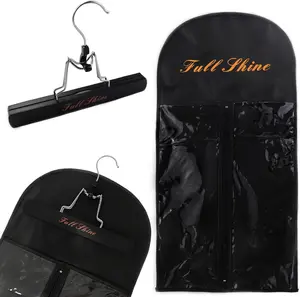 Full Shine Transparent Non-Woven Fiber Waterproof Hair Extension Storage Bag with Hanger Dust-Proof Hangable Organiser Multifunctional Design summerwins