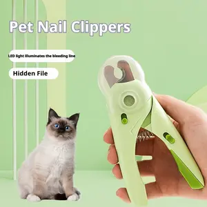 LED Pet Nail Clipper with Ergonomic Non-slip Handle Precise Cat & Dog Nail Trimmer for Safe Easy Grooming Essential Pet Care Supply Hidden File Medium Size