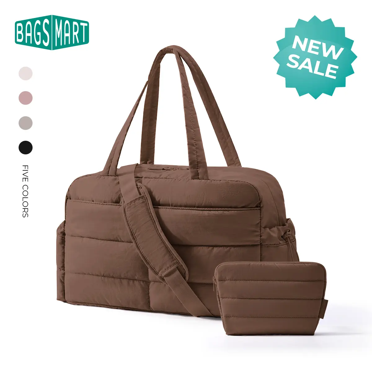 【NEW IN】BAGSMART Women's Lightweight Puffer Duffle Bag, 2-PC 31L Weekender Overnight Quilted Carry On Tote, Water-Resistant Luggage for Travel, Gym summerwins tiktokshopsummersale