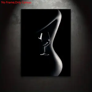 1 piece/set frameless canvas painting print poster, Canvas Prints, classic realistic art, perfect body line red wine, Body aesthetics, suitable for body photography enthusiasts, gift, home, wall decor