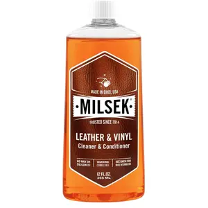 Milsek Leather & Vinyl Cleaner & Conditioner - Cleaning Supplies for Leather Home Furnitures, Couch, Automotive Interior, Shoes, Bags - 12 Fl Oz