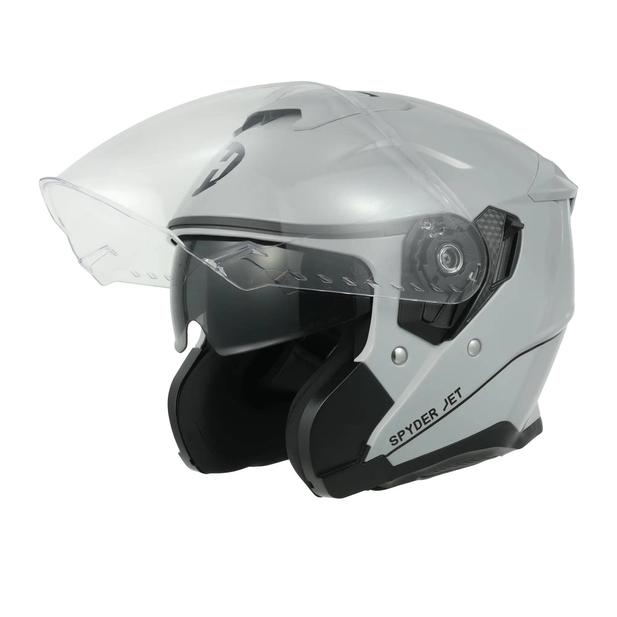 D.O.T. & ECE Daytona Spyder Jet Helmet Cool Grey Finish Dual Shield System Anti-Scratch Clear & Retractable Smoke Shields Unisex Sizes XS-2XL