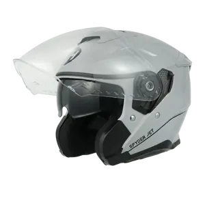 D.O.T. & ECE Daytona Spyder Jet Helmet Cool Grey Finish Dual Shield System Anti-Scratch Clear & Retractable Smoke Shields Unisex Sizes XS-2XL