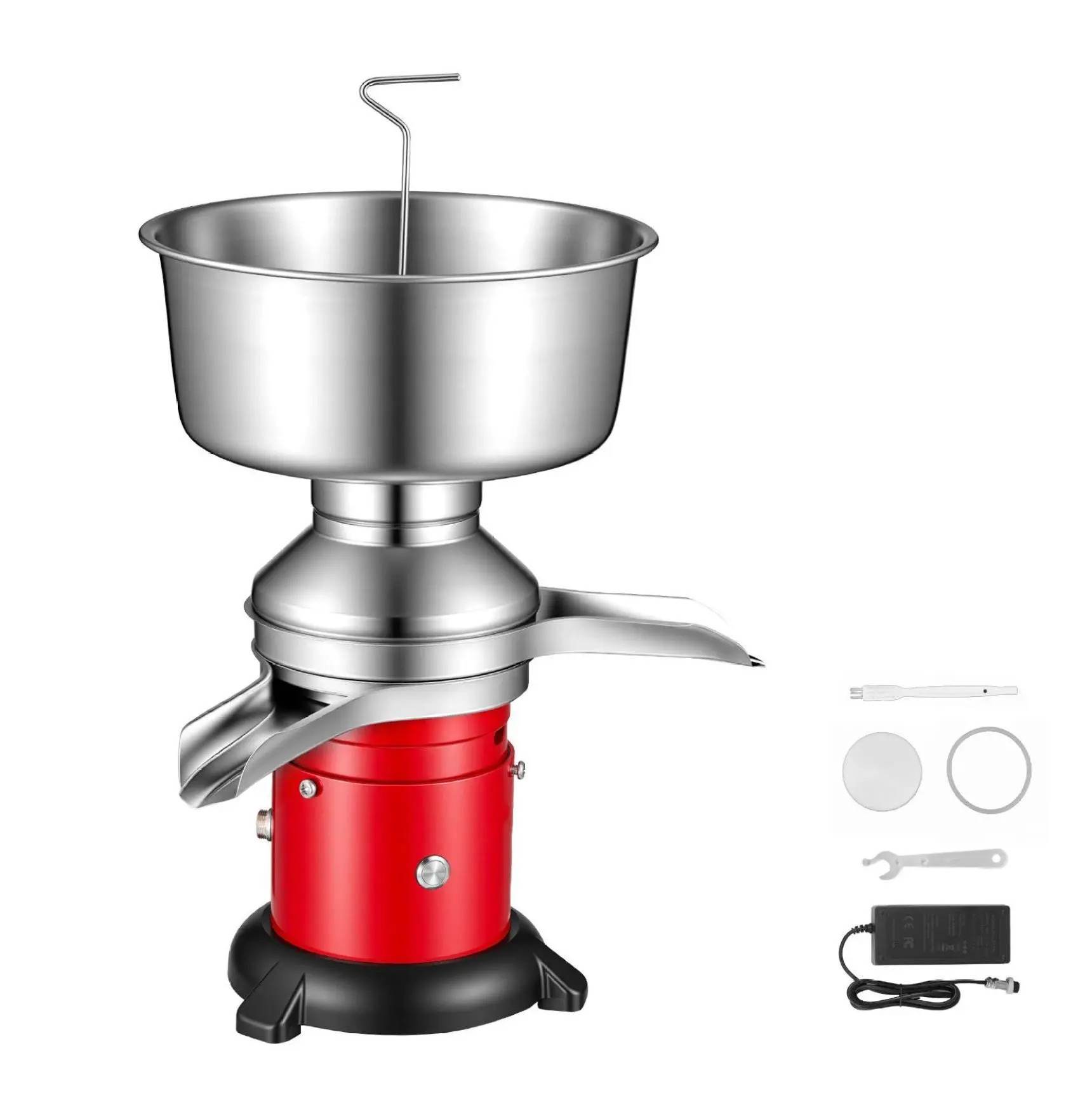 Milk Cream Separator 60L/H, Electric Centrifugal Skimmer, 4.5L Stainless Steel Bowl, Adjustable Fat Ratio, for Goat & Cow Milk, 10500 RPM, 100-240V Default