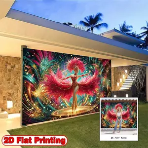 2D flat-banners-1pc Brazilian carnival dancers Theme design-Suitable for birthday party decoration items, birthday gifts, front porch decorations and photo booth props, as well as outdoor festival celebration activities