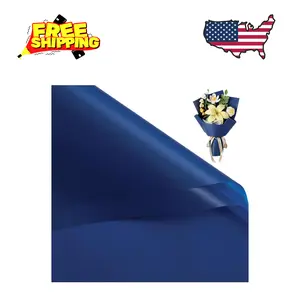 20 Sheets Flower Wrapping Paper - 22.4 x 22.4 inch Pure Royal Blue Water