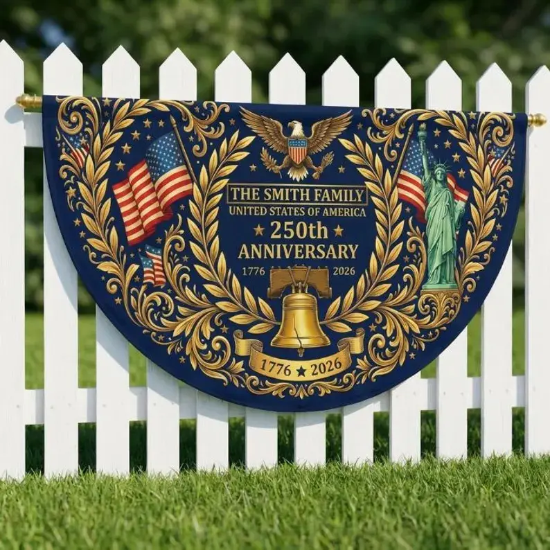 USA 250th Anniversary Transparent Rectangle Patriotic Fan Flag - 4th of July 1776-2026 Porch Decor, No Bleeding Odor-Free Outdoor Garden Banner for Home Fence, Ideal for Patriotic Displays with Broad Highlighting