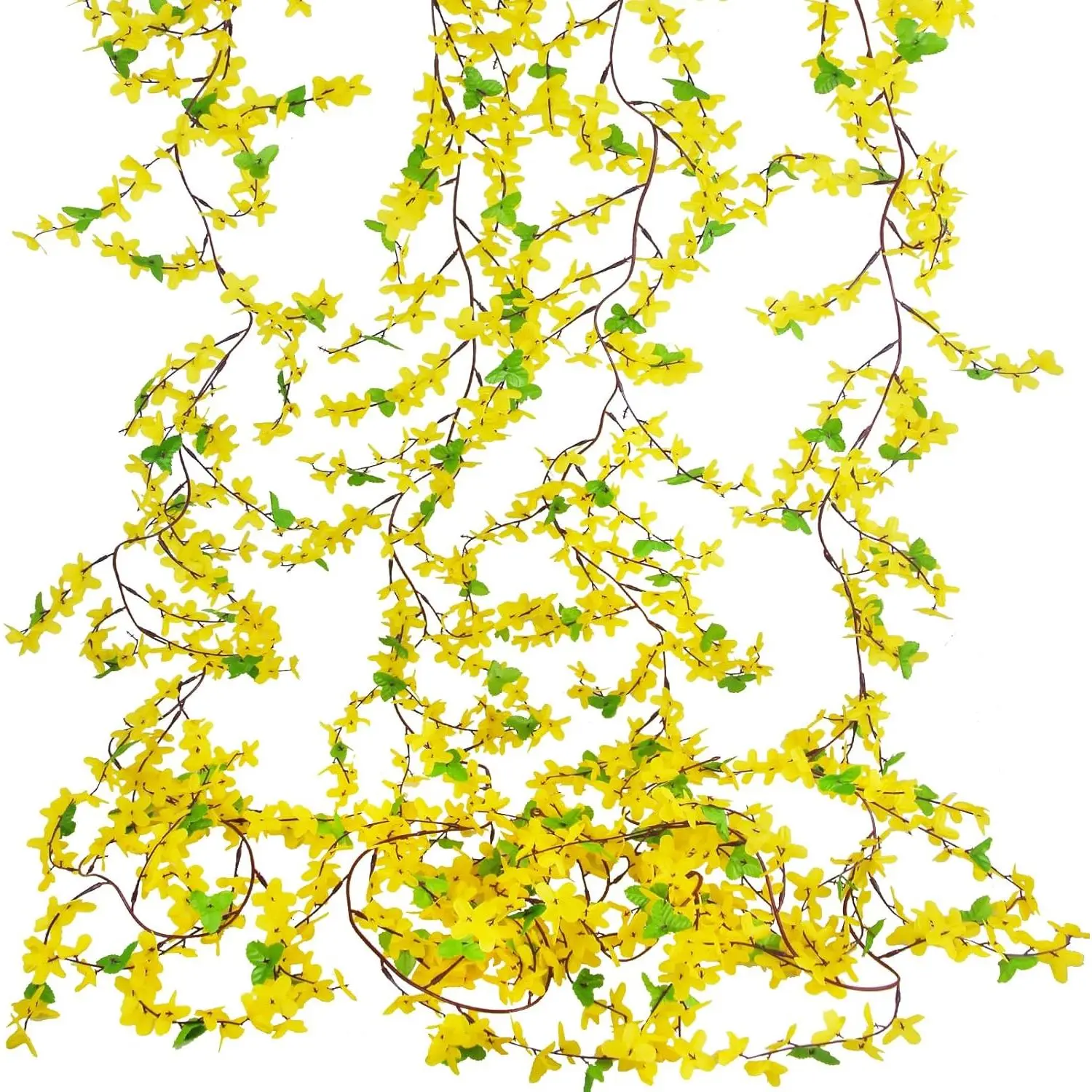 4Pcs Artificial Flowers Vine Silk Flower Garland Spring Yellow Jasmine Vines for Decoration Fake Hanging Ivy Wall Party Wedding Arch Home Indoor Outdoor