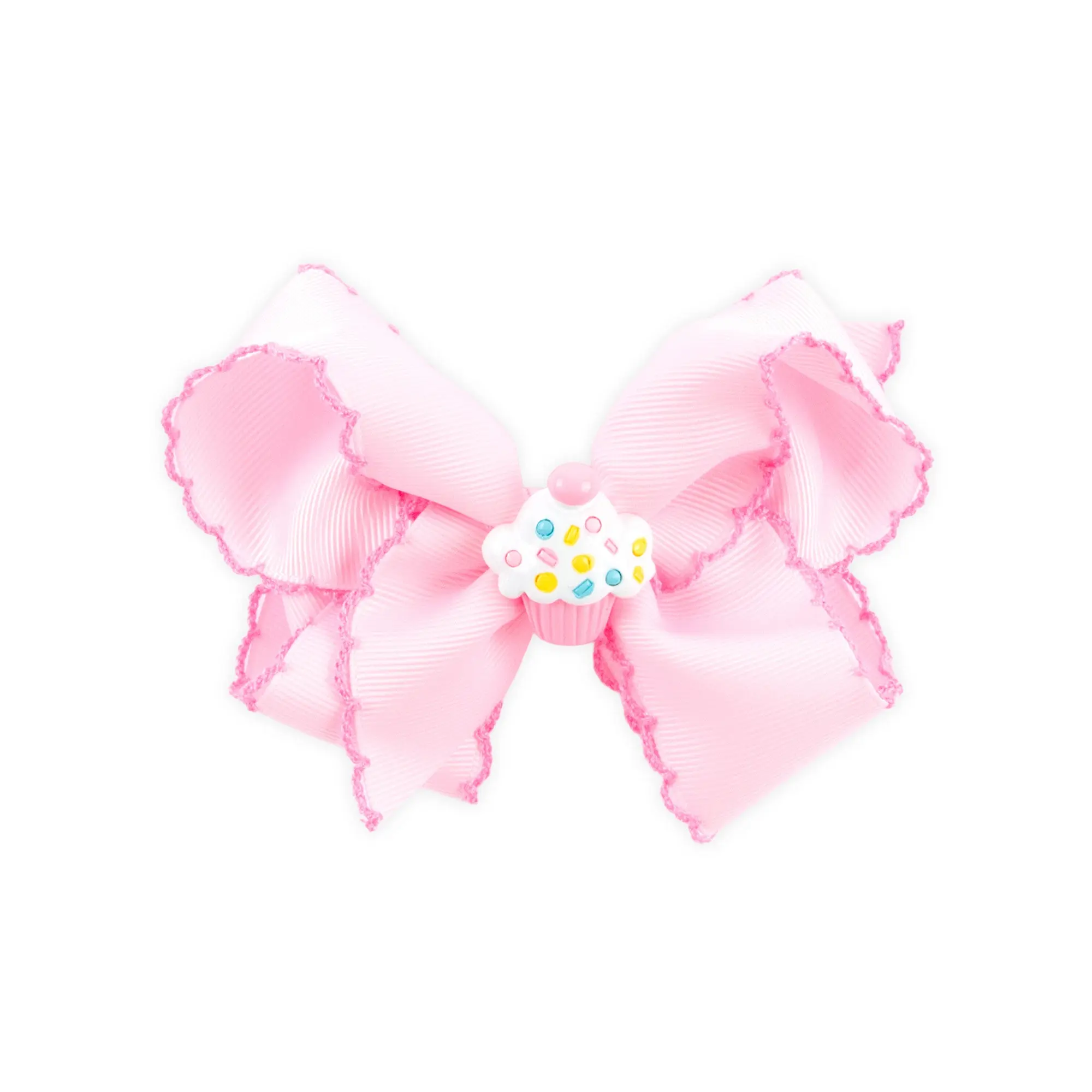 Birthday Cupcake Charm Moonstitch Hair Bow