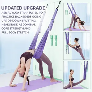Aerial Yoga Straps, Home Fitness Equipment for Yoga Backbends and Handstands, Door-Mounted Yoga Stretch Band, Ideal for Dance, Aerial Yoga, and Ballet Leg Stretching Exercises