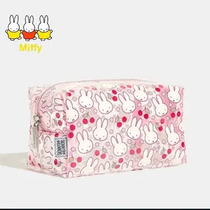 Kawaii Miffy Makeup Bag Cute Cartoon Cherry PVC Waterproof Transparent Makeup Bag High Appearance Quality Cosmetics Storage Bag