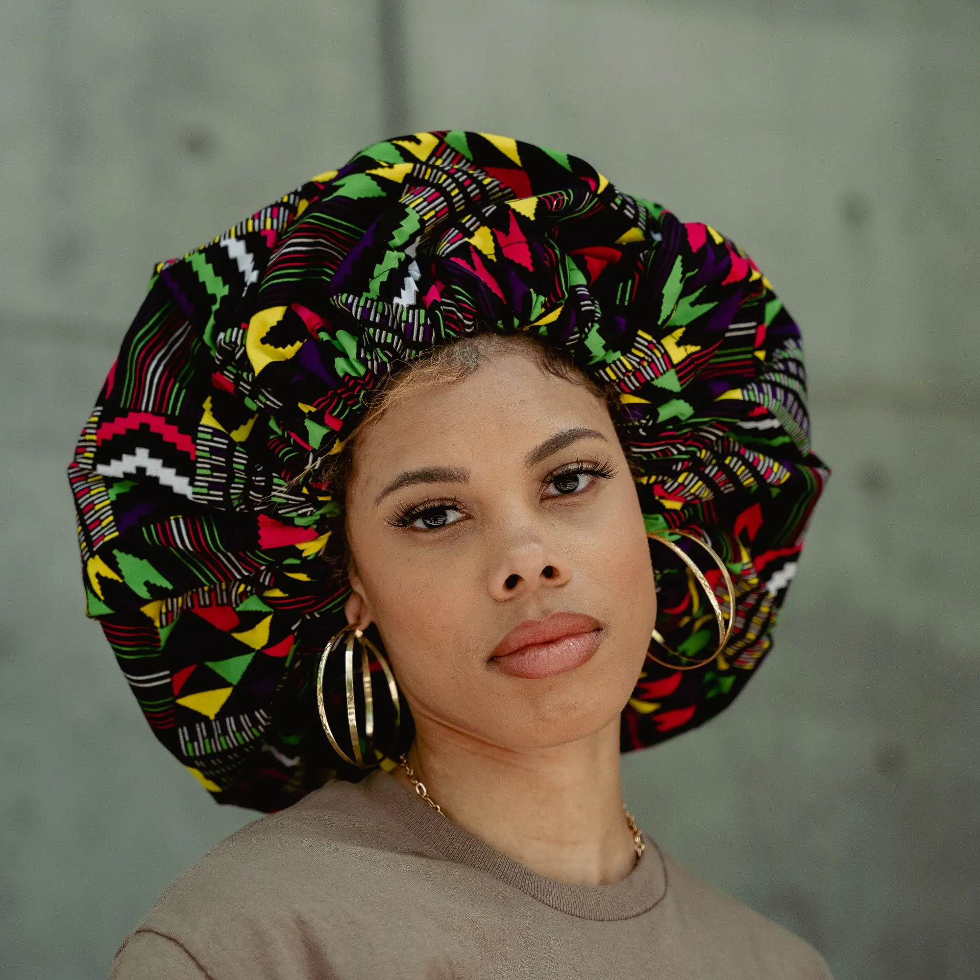BabaAfrik Handmade Amara Kente Print Bonnet