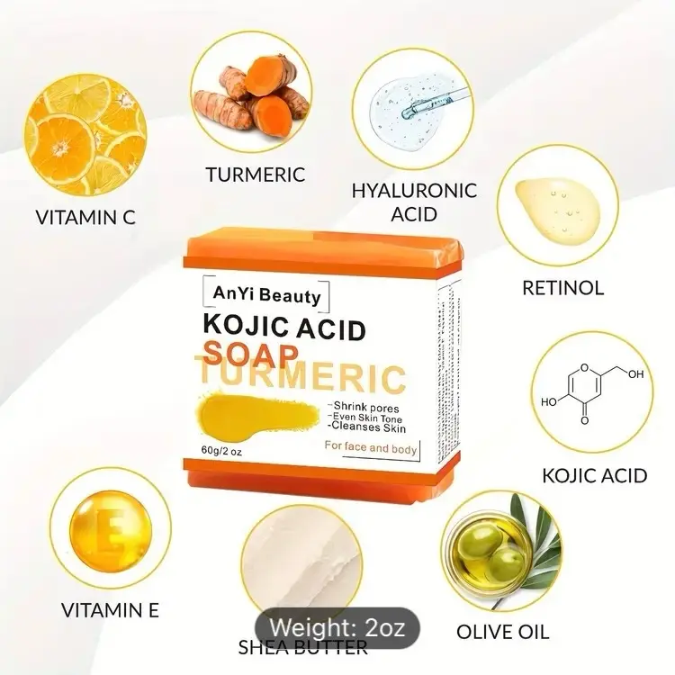 Nourishing Kojic Soap with Tumeric for Brighter and Even Skin Radiant Moisturize Daily Facial
