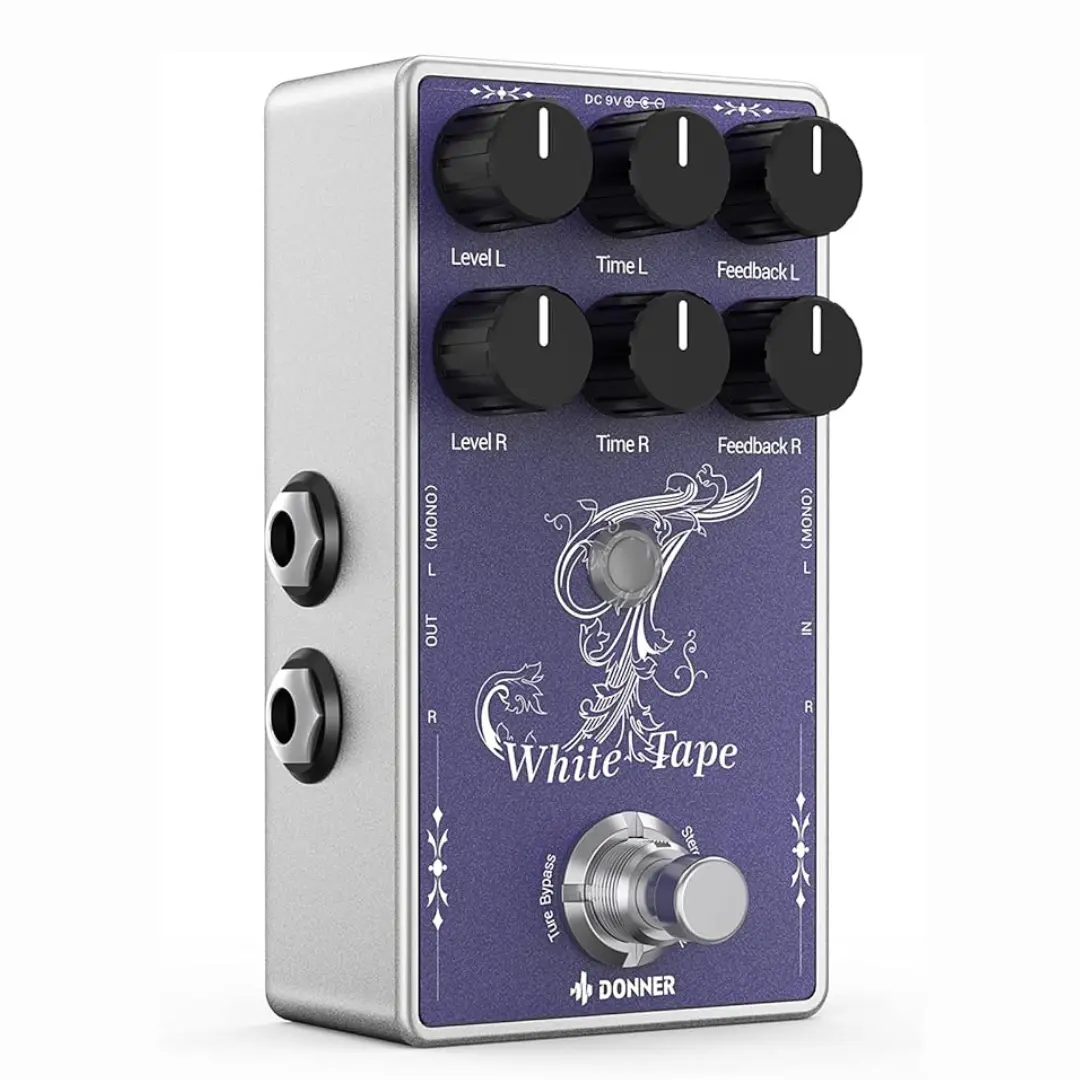 Donner Tape Delay Pedal,Stereo Delay Pedals for Electric Guitar,Analog Delay Pedal with Echo Effect, White Tape Guitar Pedal,True Bypass Donner Tape Delay Pedal,Stereo Delay Pedals for Electric Guitar,Analog Delay Pedal with Echo Effect, White Tape Guitar Pedal,True Bypass
